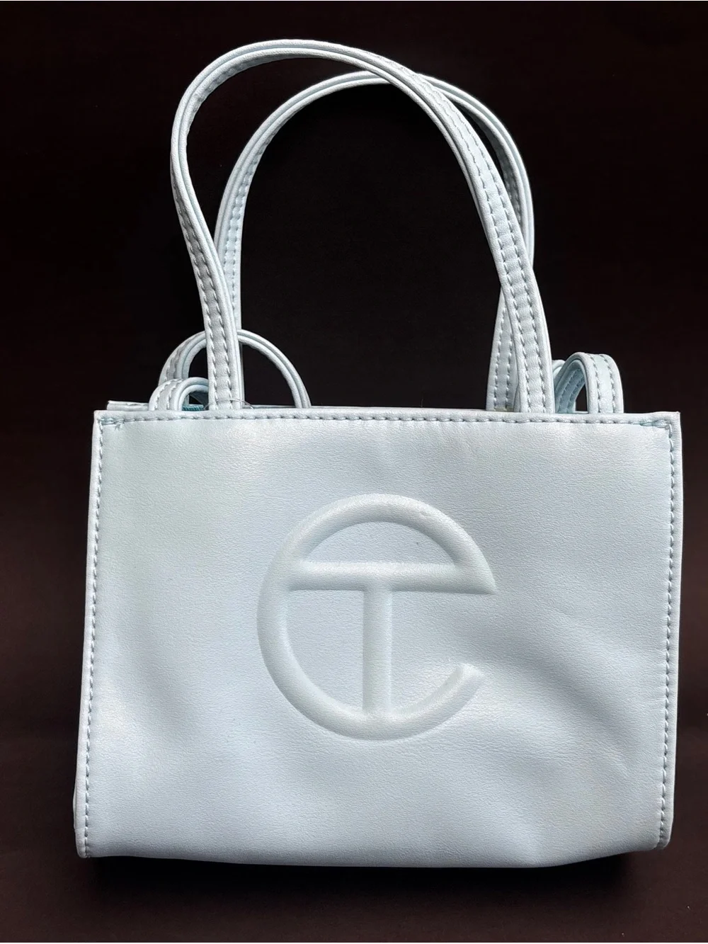 TelfarSmall Light Blue Women's Tote Bag with Embossed Logo